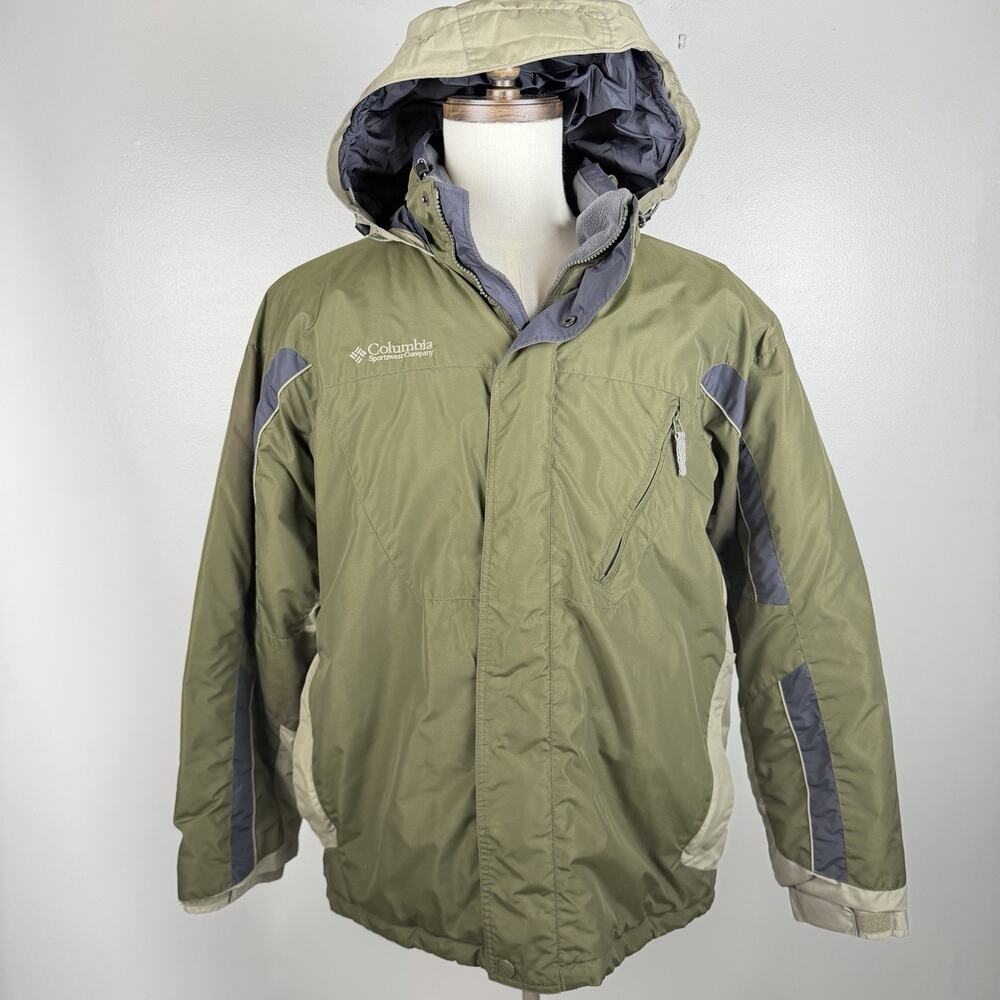 Columbia Sportswear Men’s XL Green Hooded Fleece Lined Winter Jacket Coat